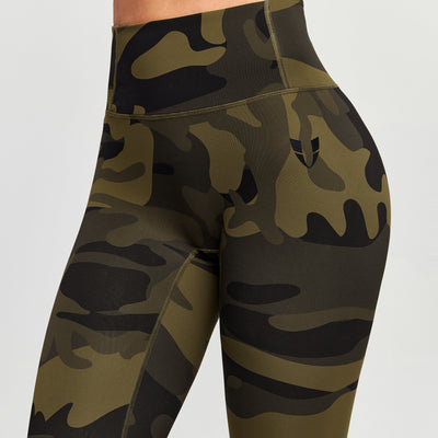 Scrunch Butt Leggings - Olive Green Camo