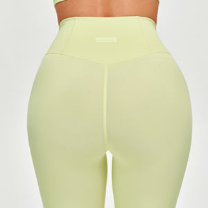 High Waisted Workout Leggings - Light Yellow