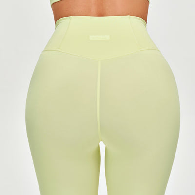 High Waisted Workout Leggings - Light Yellow