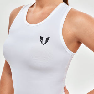 Round Neck Sports Tank - White