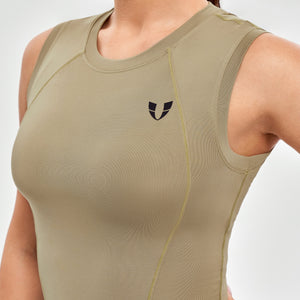 Curved Hem Tank Top - Brown