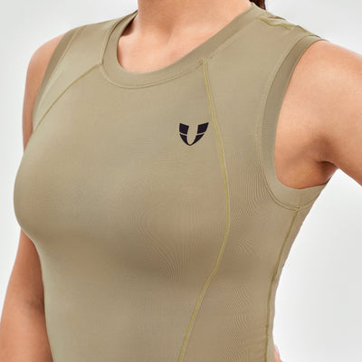 Curved Hem Tank Top - Brown