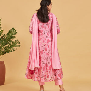 Blush Pink Kurta Set With Matching Dupatta