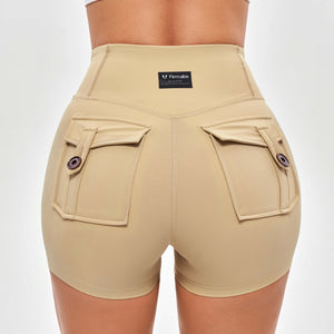 V-waist Cargo Shorts Plus-Khaki Yellow