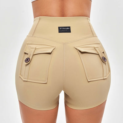 V-waist Cargo Shorts Plus-Khaki Yellow