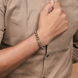 Pyrite Stone with Om Silver Beads Bracelet