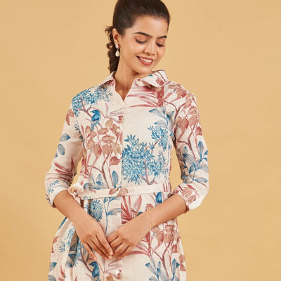 Beige Printed Dress