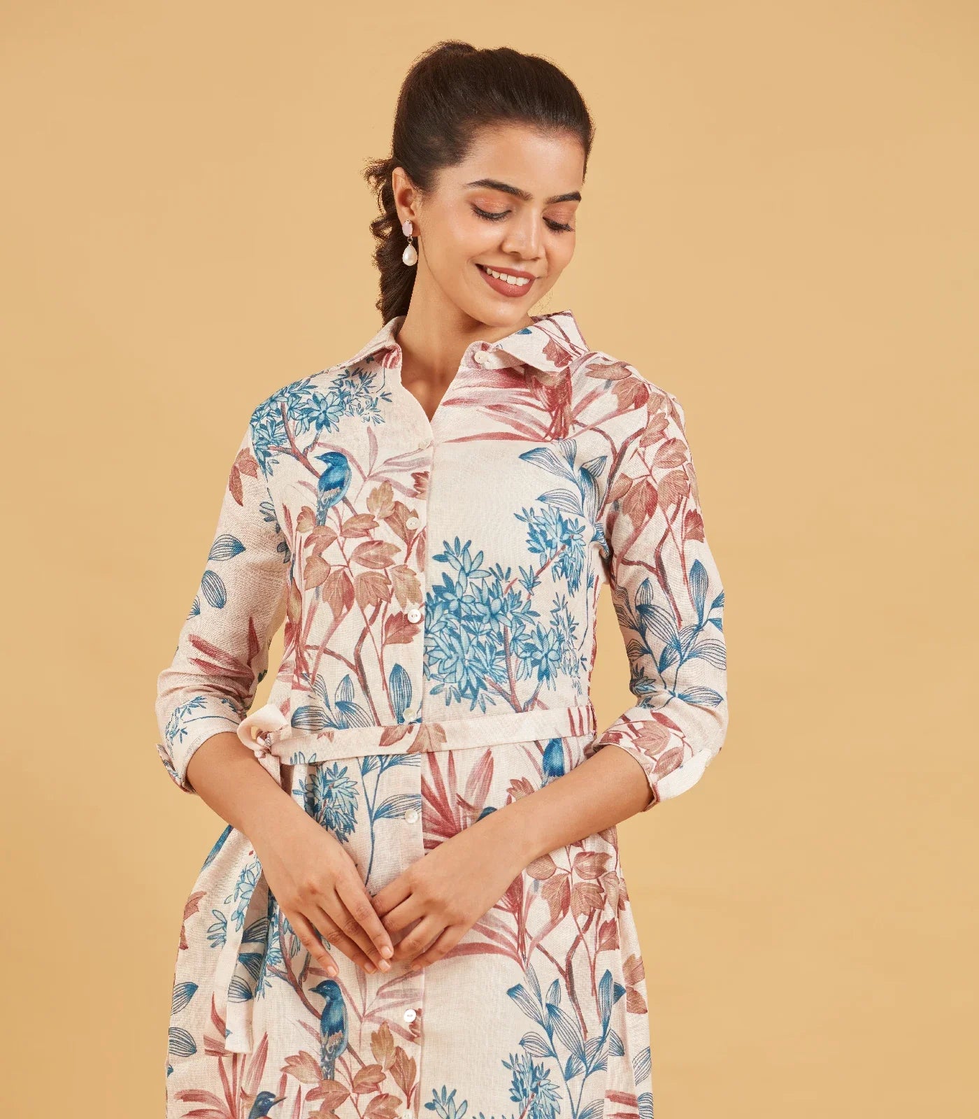 Beige Printed Dress