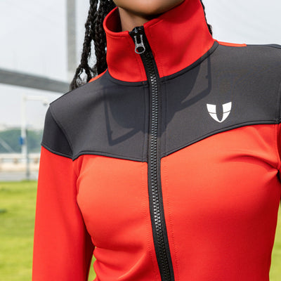 V-Shape Athletic Jacket - Red and Black