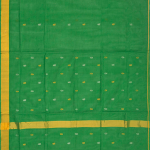 Green Handloom Venkatagiri Cotton Saree With Annam Buttas