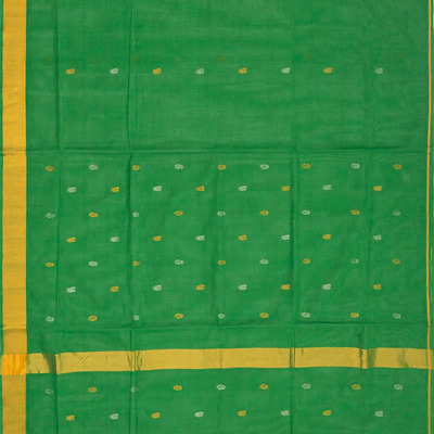 Green Handloom Venkatagiri Cotton Saree With Annam Buttas