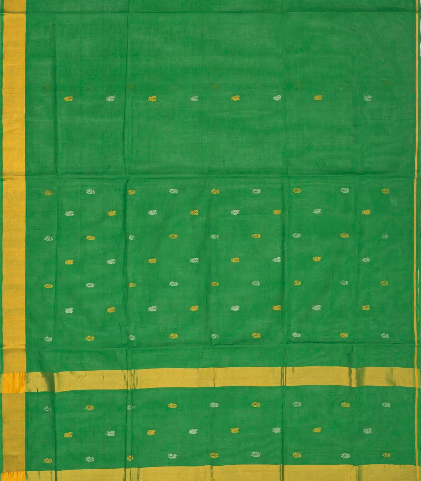 Green Handloom Venkatagiri Cotton Saree With Annam Buttas
