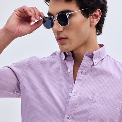 Lavender Checks Slim Fit Shirt