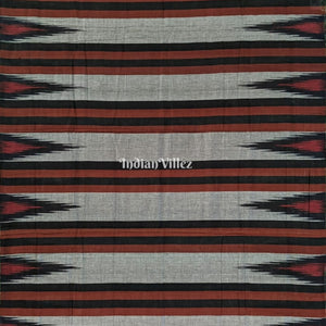 Grey Orange Blue Kargil Kumbha Maniabandha Cotton Saree