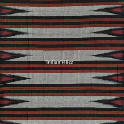 Grey Orange Blue Kargil Kumbha Maniabandha Cotton Saree