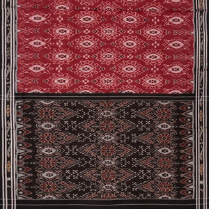 Crimson Handloom Orissa Cotton Saree With Black Border