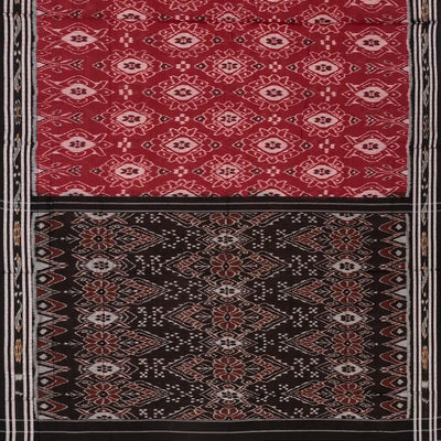 Crimson Handloom Orissa Cotton Saree With Black Border