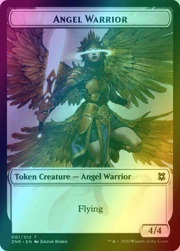 Angel Warrior Token (01) // Construct Token (10) [Zendikar Rising Tokens] [Foil]