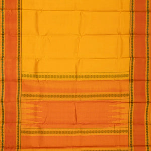 Mustard Handloom Kanchi Cotton Saree With Rudraksham Motifs