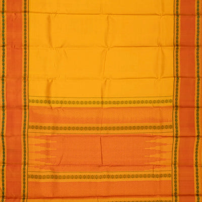 Mustard Handloom Kanchi Cotton Saree With Rudraksham Motifs
