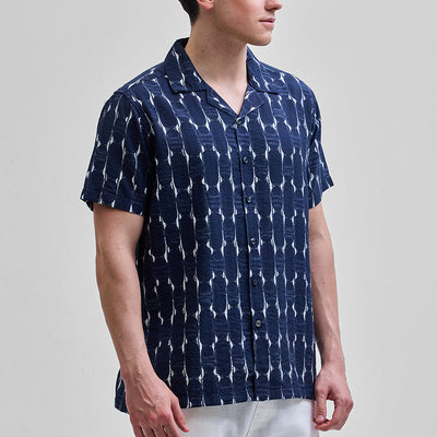 Navy Abstract Box Fit Shirt
