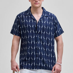 Navy Abstract Box Fit Shirt