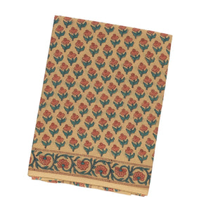 Beige Woven Jaipur Cotton Saree With Brown Printed Floral Motifs