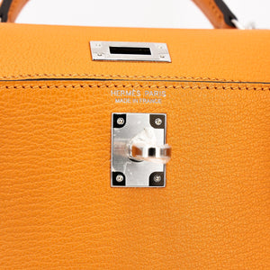 HERMÈS Mini Kelly II Moutarde (9U) Chevre Palladium hardware