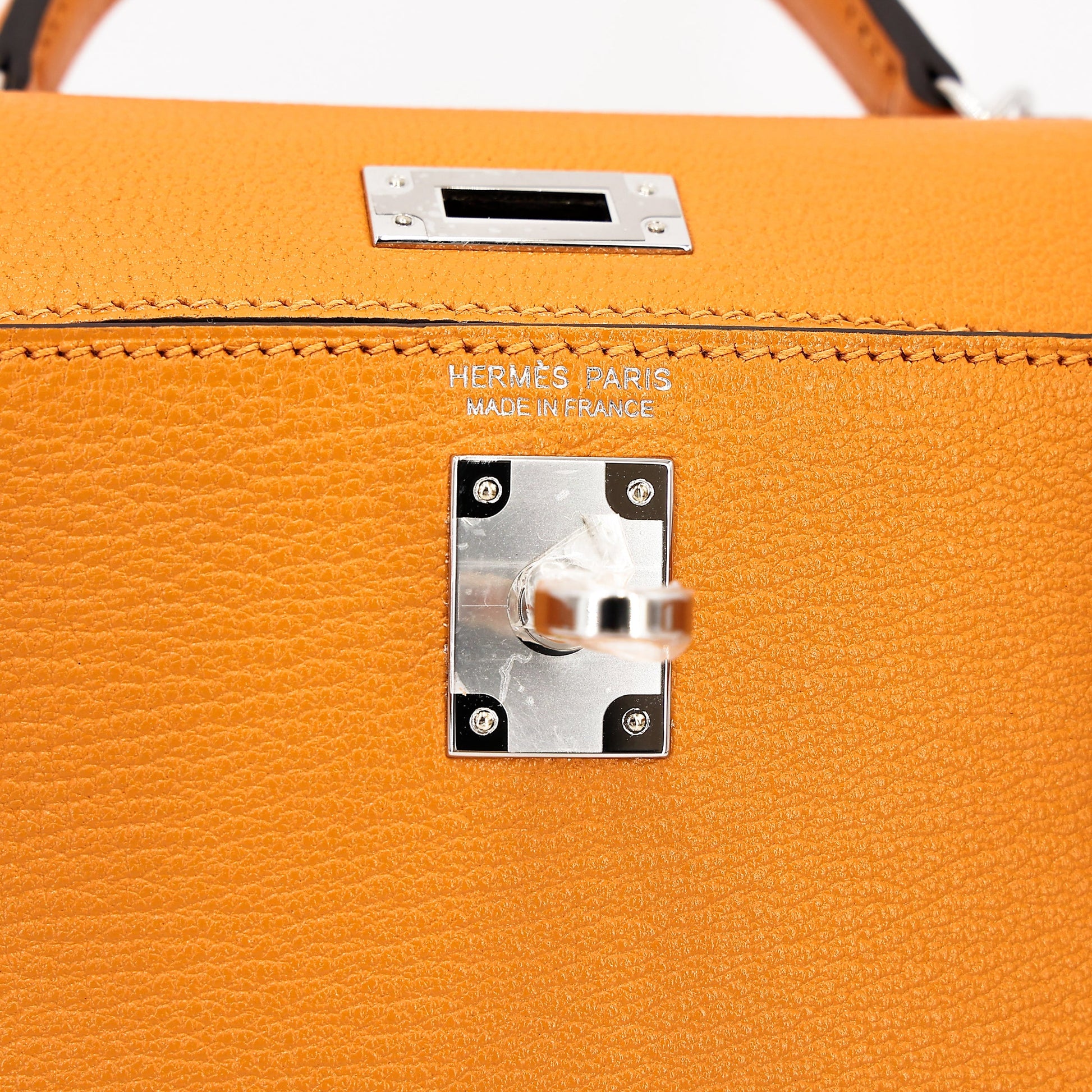 HERMÈS Mini Kelly II Moutarde (9U) Chevre Palladium hardware