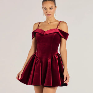 Andie Velvet Drop Waist Skater Dress