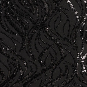 Brea Sequin Beaded Long Sleeve Cowl Back Mini Dress
