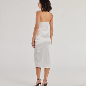 Kaleen Sleeveless Satin Wrap Midi Dress