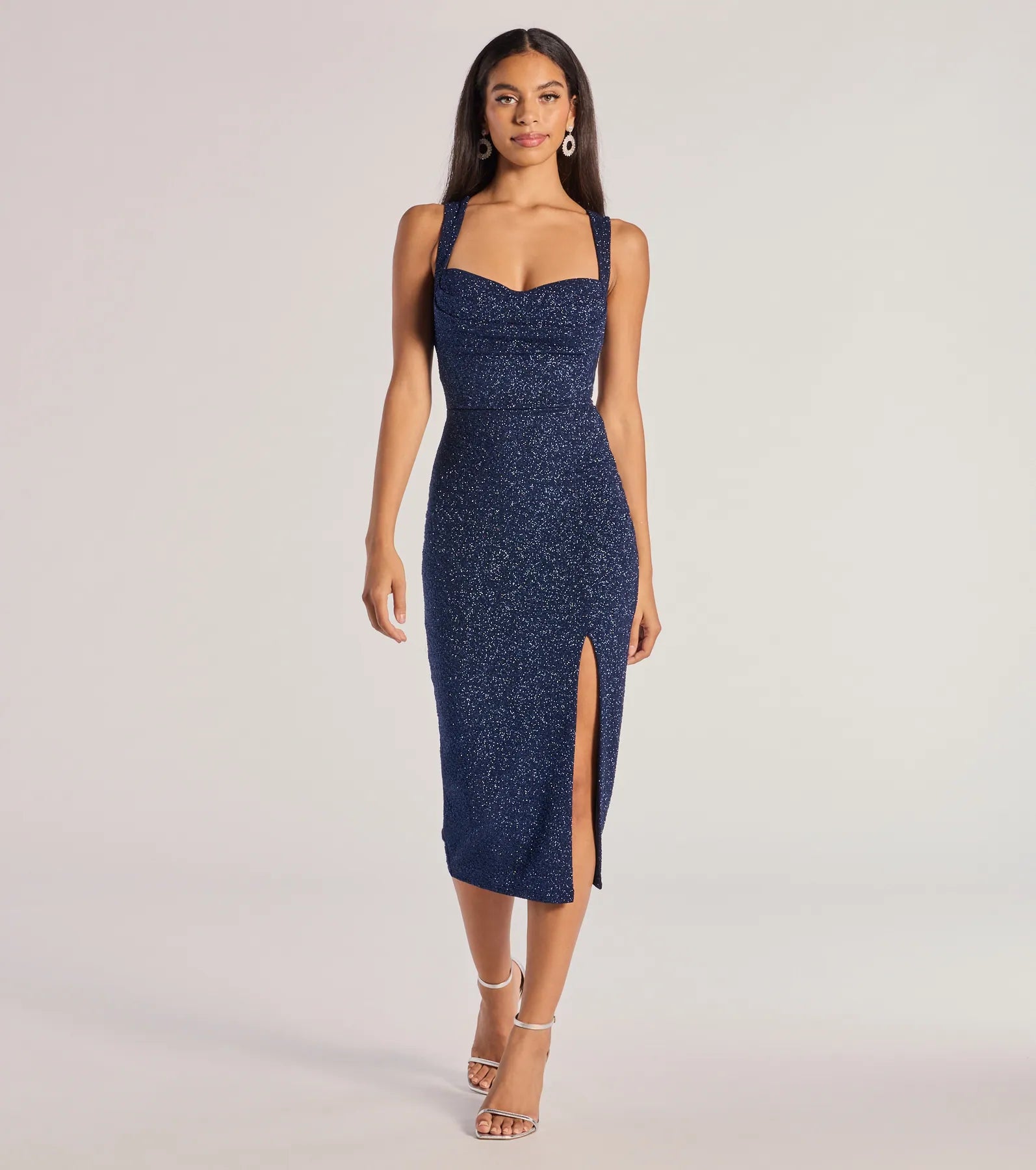 slim fit dress slacks Glitter Knit Bodycon Maxi Dress main image 0