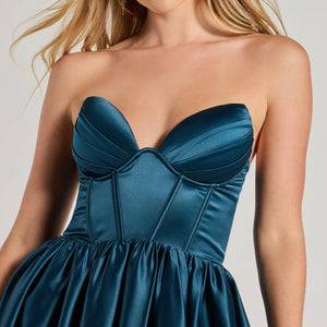 Vanita Sleeveless Satin Corset Skater Dress