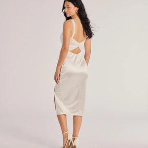 Laina High Slit Satin Midi Dress