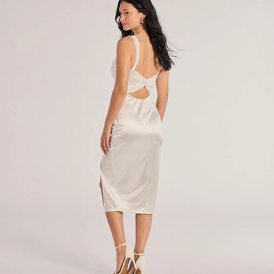 Laina High Slit Satin Midi Dress