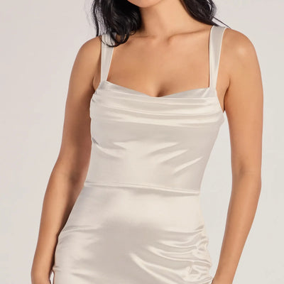 Laina High Slit Satin Midi Dress