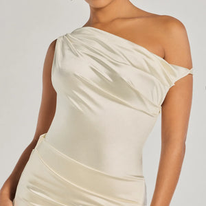 Marleigh Satin Off-Shoulder Mini Dress