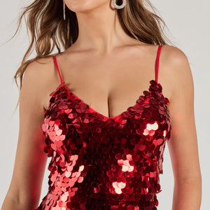 Aurinda Sequin High Slit Mermaid Dress