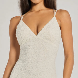 Danni Lace-Up Beaded Lace Mermaid Dress