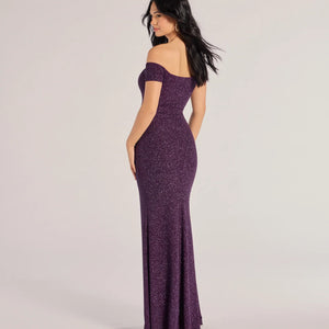 Mimi Off The Shoulder Glitter Mermaid Corset Dress