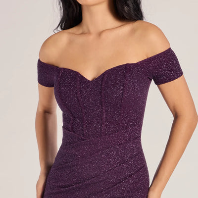 Mimi Off The Shoulder Glitter Mermaid Corset Dress
