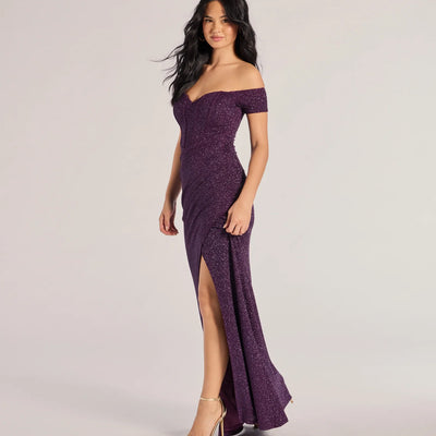 Mimi Off The Shoulder Glitter Mermaid Corset Dress