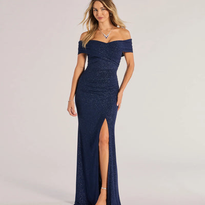 Giada Glitter Knit Off-the-Shoulder Mermaid Dress