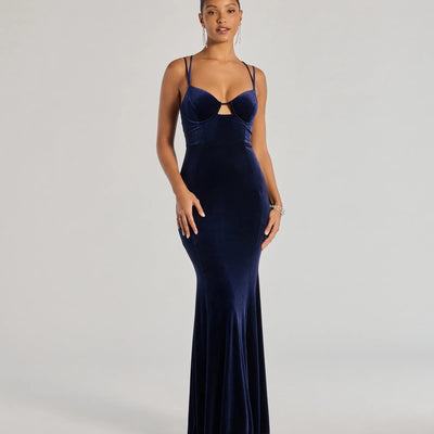 Jayne Velvet Lace-Up Mermaid Corset Dress