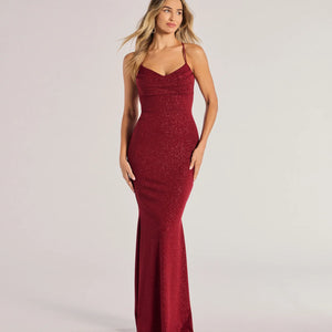 Rae Lace-Up Glitter Mermaid Dress