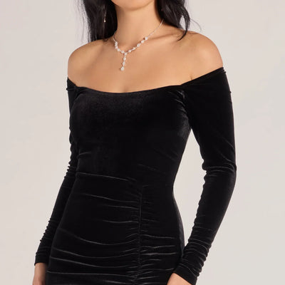 Sonya Off-The-Shoulder Velvet Mermaid Dress
