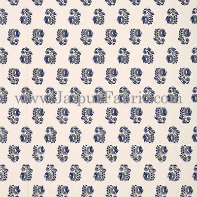 Blue Border with Bell And Floral Cotton Double Bedsheet