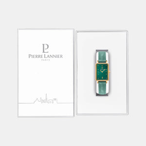 Ariane Women Quartz Green Dial Analog Leather Watch 050K577