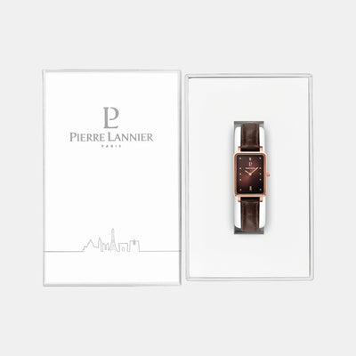 Ariane Women Quartz Brown Dial Analog Leather Watch 050K984